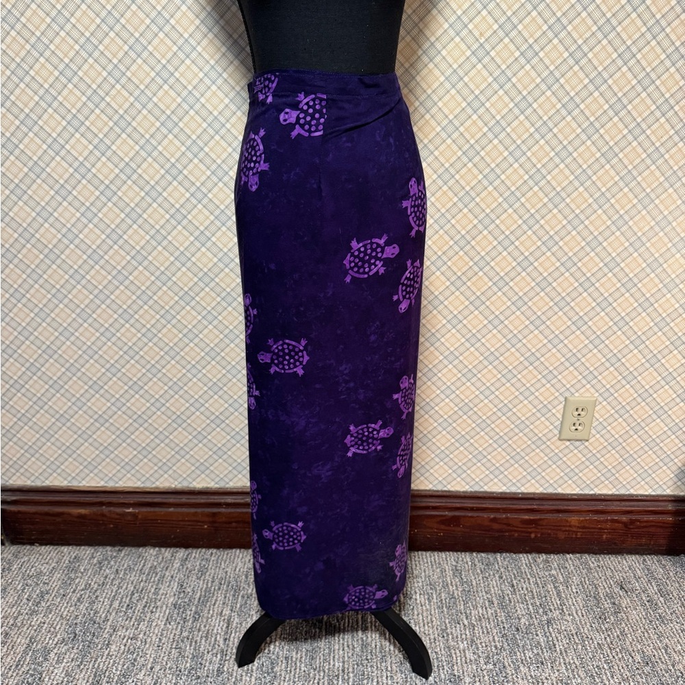 Purple Turtle Print Wrap Maxi Skirt OS